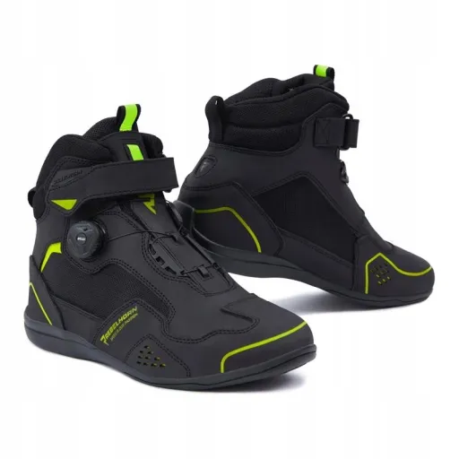 Короткі мотоциклетні черевики REBELHORN SPARK II BLACK/FLUO YELLOW ПОДАРУНКИ