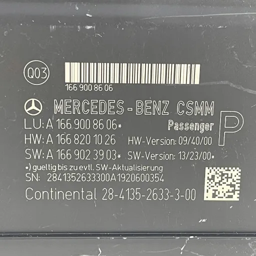 Seat Driver module A1669008606 Mercedes
